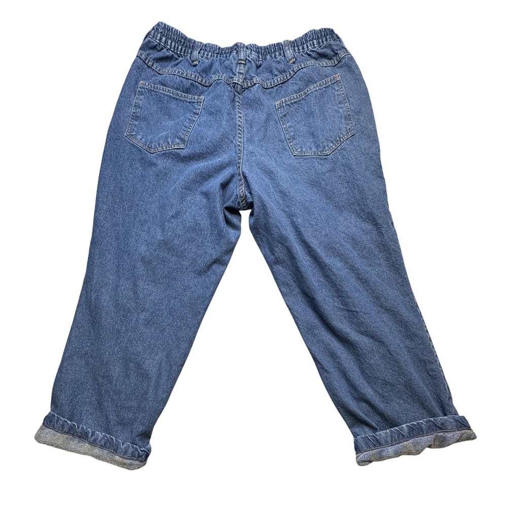 Haband Ice House Jeans Mens 32 Short Blue Flannel Lined Elastic‎ Waist Workwear